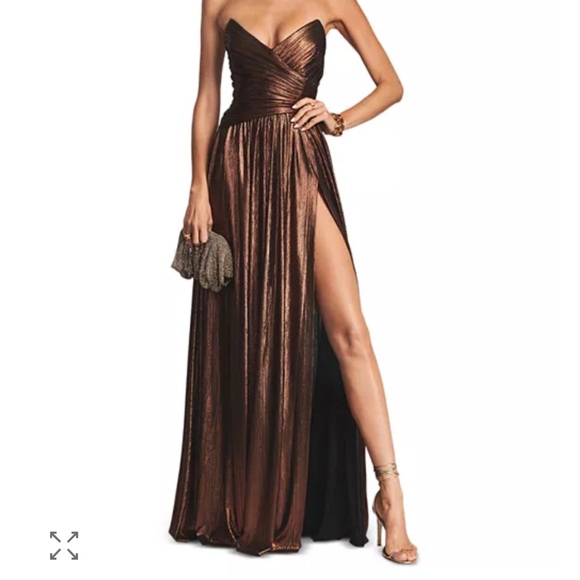 Revolve - Retrofete Waldorf Dress - Coffee Bean (Large Elegant Metallic Gown - Picture 1 of 8